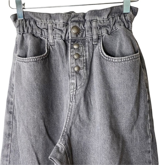 Zara Super High Rise Paperbag Waist Mom Boyfriend Engineering Crop Jeans Size 0 - Picture 7 of 13